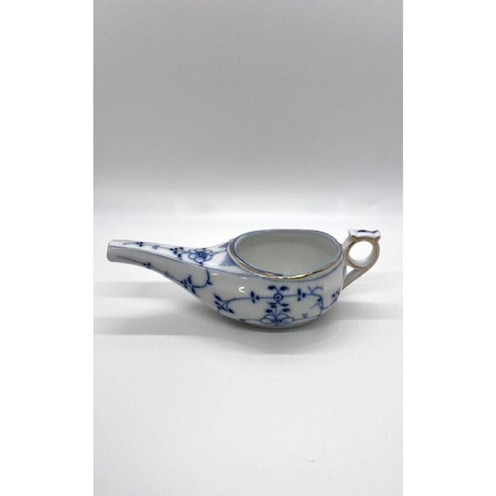 Vtg German Huttensteinach Blue Onion Invalid Person Feeder Porcelain Handmade